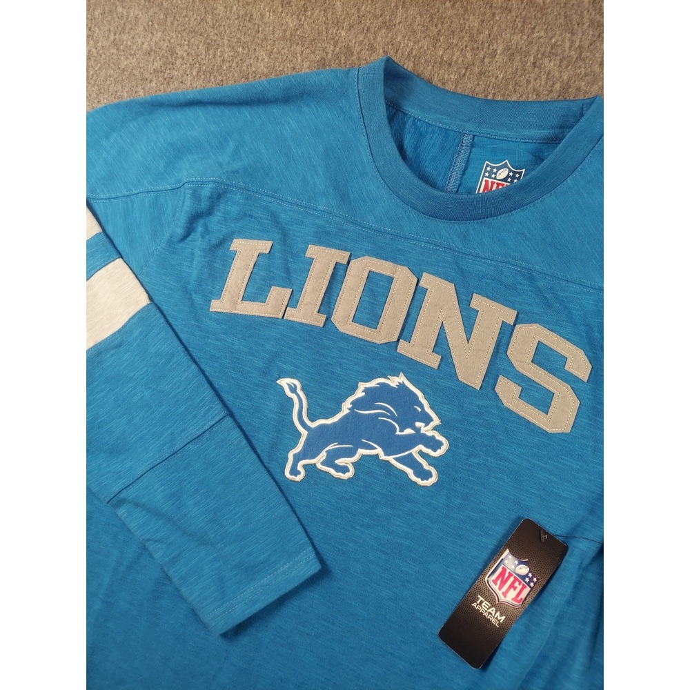 Detroit Lions Shirt Mens 2XL Blue Long Sleeve Embroidered NFL Team Apparel NWT